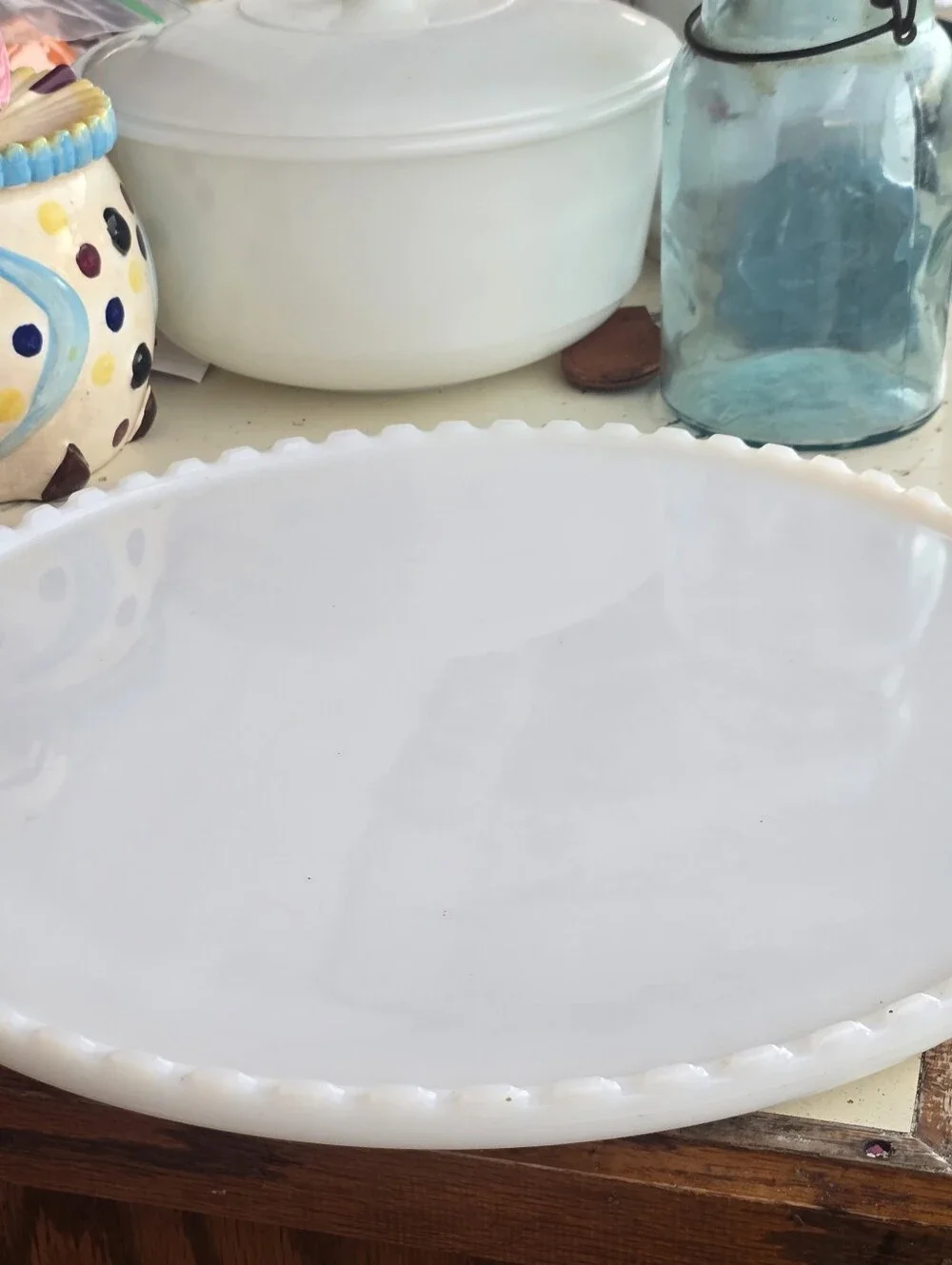 Vintage White Milk Glass Round Platter/dental Tray Ritter Company Rochester Ny